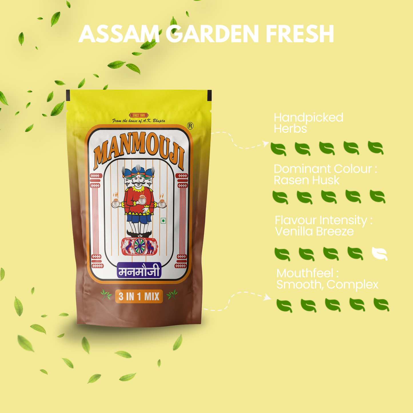 Manmouji Retro Tea | Natural Premium Assam Tea | Venilla Flavoured Tea | 100% Organic Tea | 100% Natural Tea | 250 gms Pack of 1