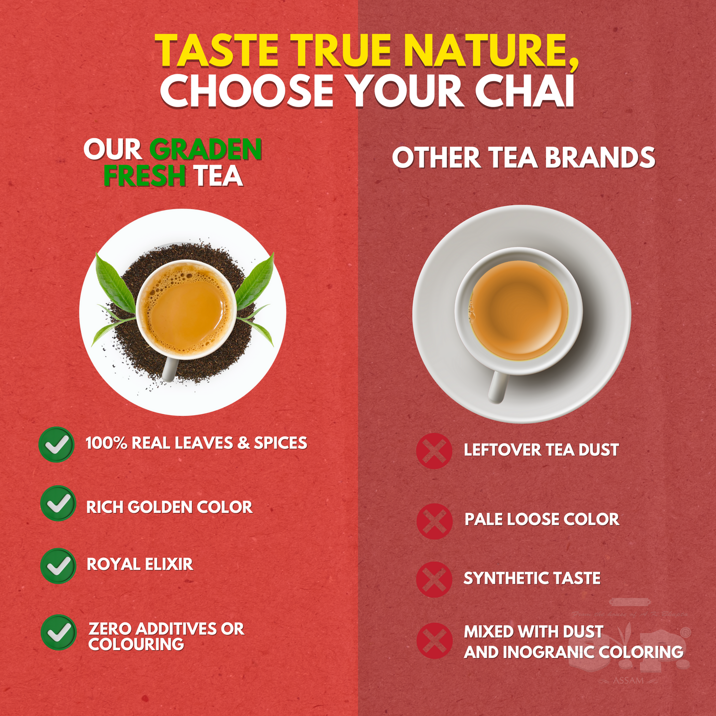 S.P Natural Leaf Tea | Golden Rich Assam Chai | Royal Elixir Brew |100% Natural Assam Chai