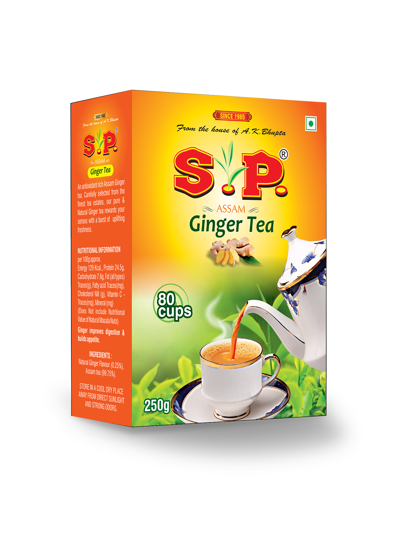 S.P Ginger Chai | Natural Adhrak Tea | 100% Organic Ginger | Asli Adhrak Chai | 100% Natural Tea | 250 gms Pack of 1