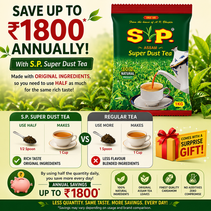 S.P Super Dust Chai | STRONGEST DUST TEA OF INDIA  | Royal Assam Taste |100% Natural Assam Chai